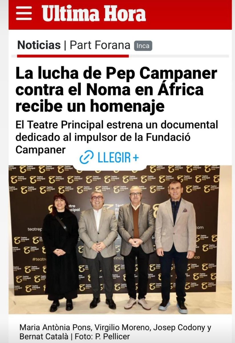 SocialistesInca's tweet image. 👉🏼 El @teatreinca va acollir un sentit homenatge a la lluita de Pep Campaner contra el Noma a Àfrica a través d'un documental titulat "Campaner, fabricant de somriures". 

#OrgullInquer