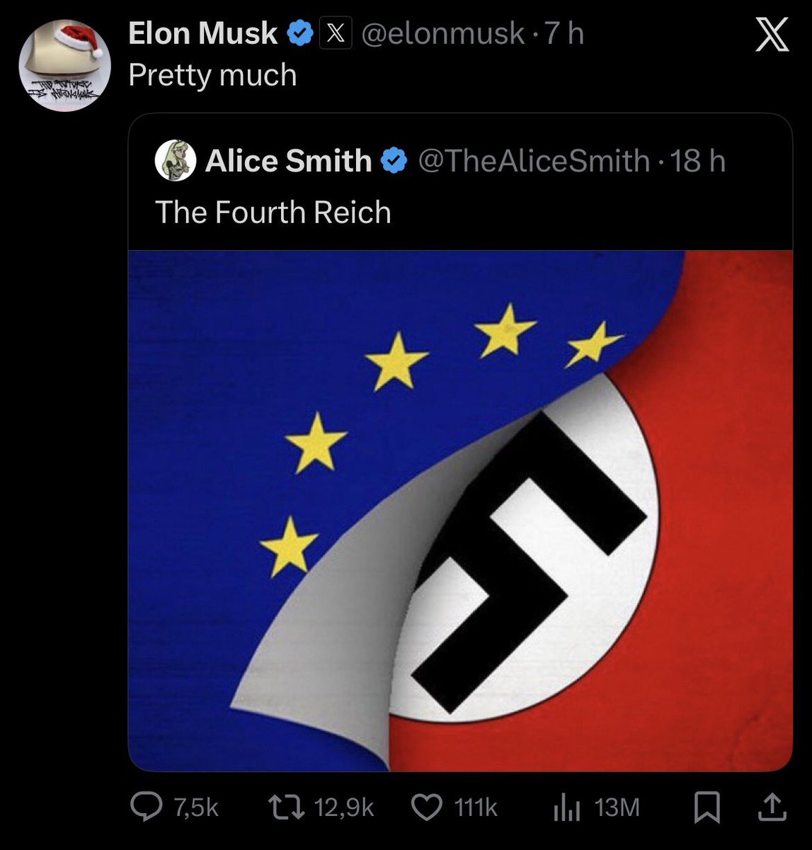 Voilà qui devrait tous nous alerter.

Tranquillement devant des millions de personnes, Elon Musk banalise le nazisme.