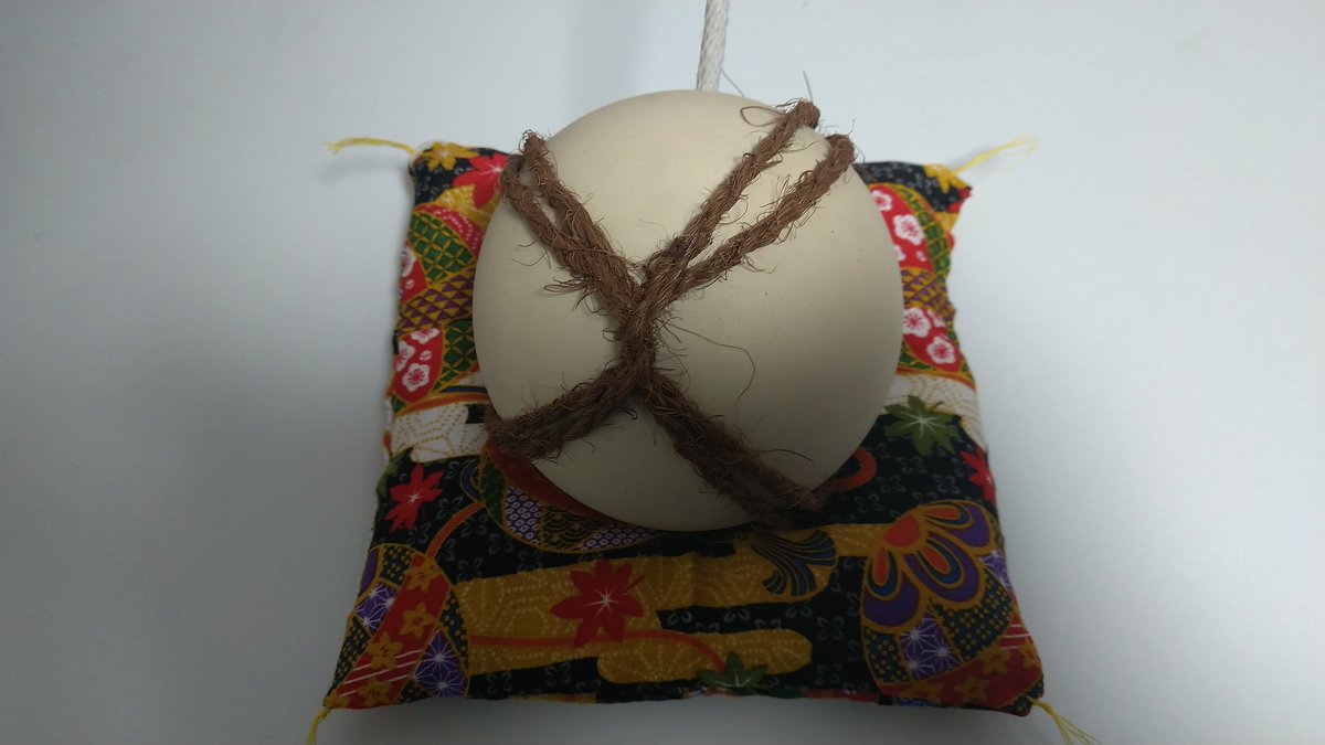 レプリカは持って帰ることができるのですが、このまま置いておくと転がりそうだったので座布団を作ってあげました😂
（🦖）