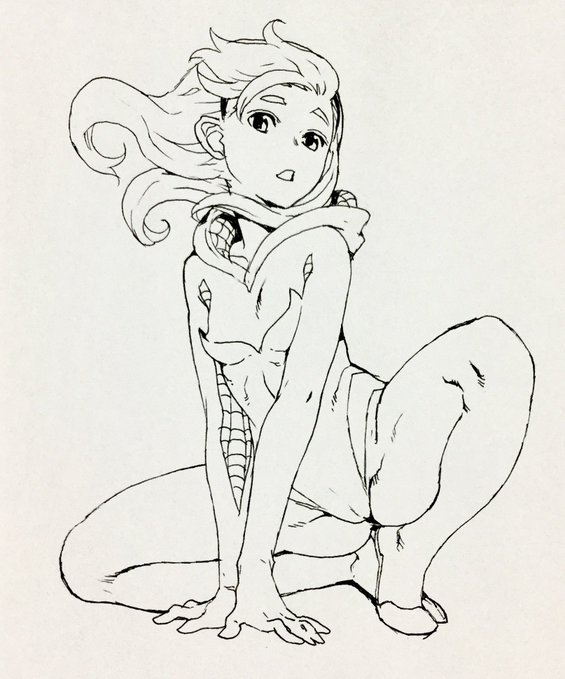 昔描いたスパイダーグウェンのラクガキ。(h 