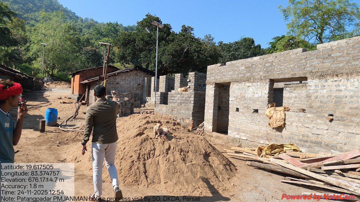 DParsali's tweet photo. Visit by SO sir to monitor the progress of PM JANMAN House completion. https://t.co/T6sdm06jen
