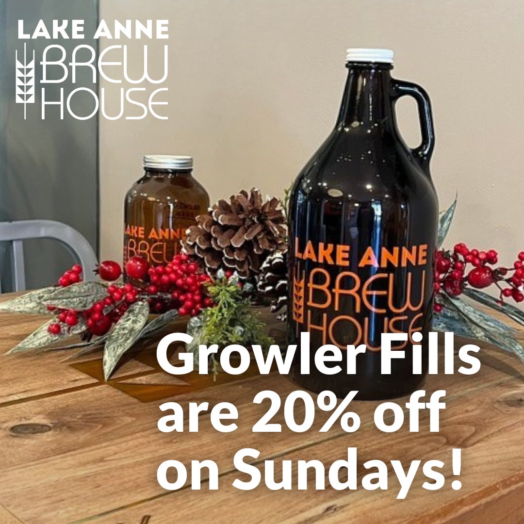 Growler fills are 20% off every Sunday from 1-6p, so stop on by for a pint, a pretzel, a growler full of fresh local craft beer, (and a little holiday gift shopping too). Hoppy Holidays!
.
#growlerdiscount #beerme #drinklocal #perfectgift #restonbeer #lakeanneplaza