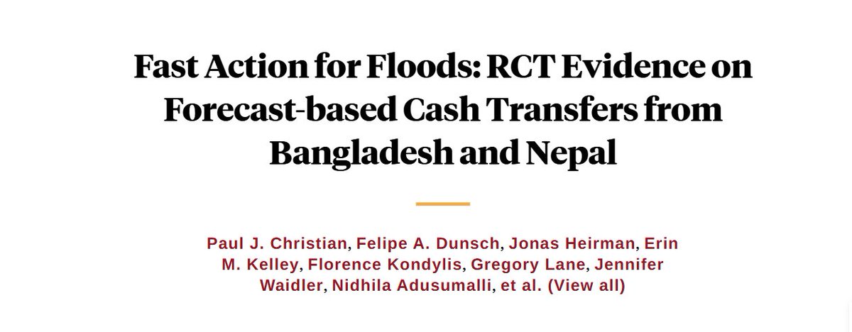 Does timing matter for disaster relief? A new <a href="/nberpubs/">NBER</a> study by J-PAL affiliate Gregory Lane &amp; coauthors finds:

💰 Cash transfers delivered within days of floods → greater food security &amp; psychosocial well-being
⏰ Same cash months later → benefits, but smaller overall