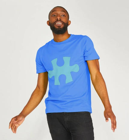 SortiBag's tweet image. A puzzle is a challenge that pushes you to think, each piece a key that helps you find the missing link. 💙🧩 Join Our #MindTimeMission With This Organic Cotton Jumbo Puzzle Print T-Shirt in Blue. In partnership with @Teemillstore the pioneering sustainable fashion platform.