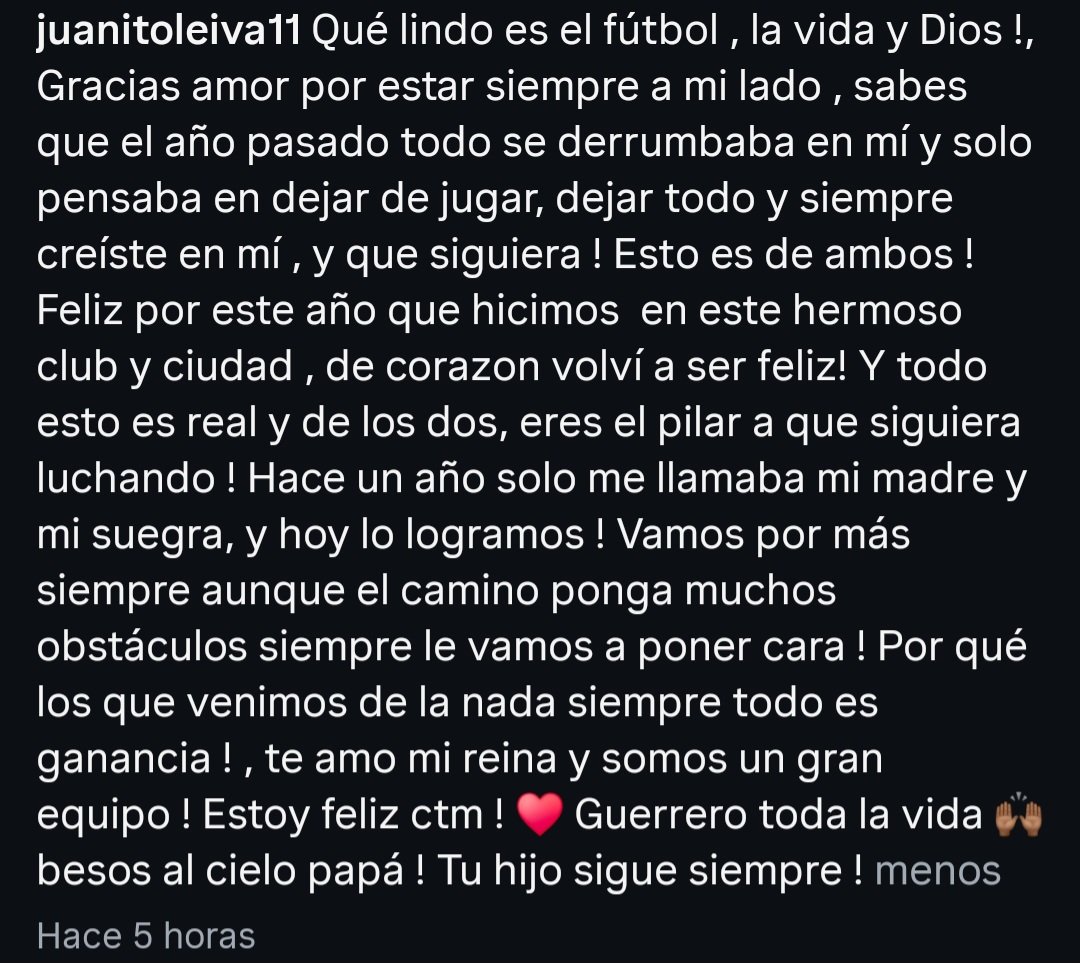 TomasVidalMena3's tweet photo. Son emocionantes las palabras de Juan Leiva en su última publicación en IG https://t.co/zr6kGYOIrJ