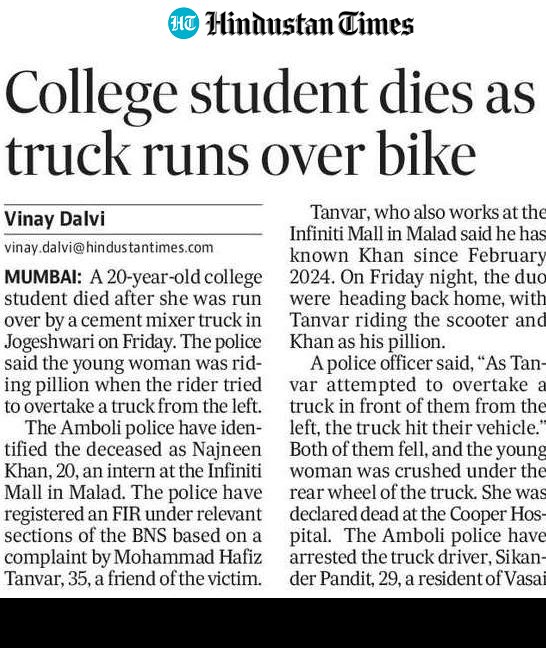 Please do not drive anywhere near cement mixer trucks or dumpers in Mumbai. This keeps happening repeatedly.

Not to forget, <a href="/MTPHereToHelp/">Mumbai Traffic Police</a> has no control over these trucks. They drive rashly, they drive in the rightmost lane, they drive without visible number plates or even