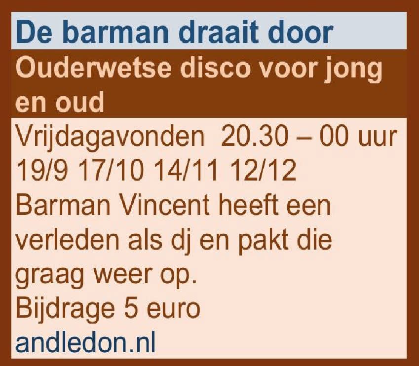 December:
Voor meer info zie de evenement aankondigingen 👇. Wees welkom! 

Andledon Kruisweg 6 Den Andel. 

facebook.com/share/1FxCQwG5…

facebook.com/share/1C4YK9Ne…

facebook.com/share/19BorGxv…

facebook.com/events/s/hans-…