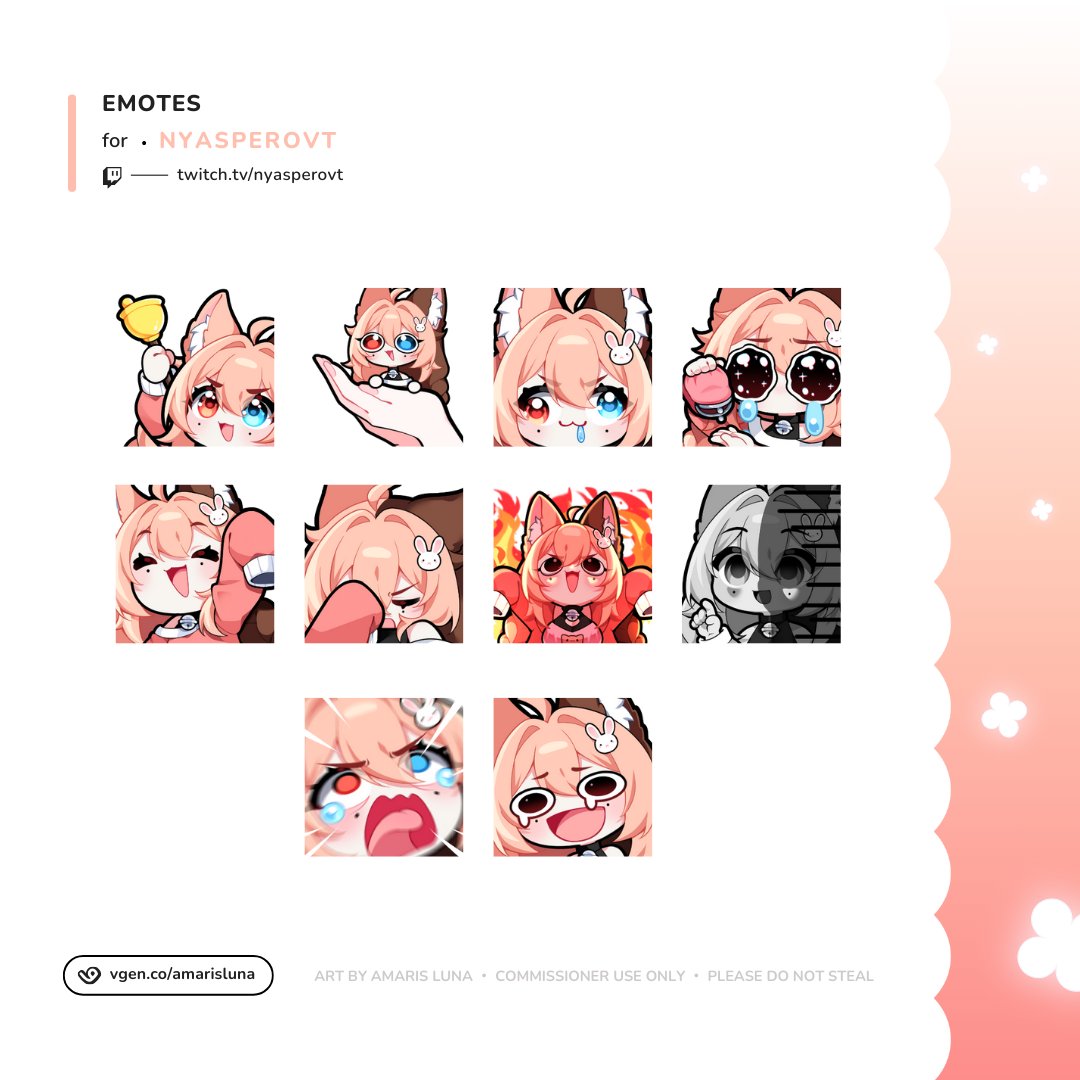 ╭ · · ꒰ ✤ ꒱ Emotes for <a href="/NyasperoVT/">🍥NyasperoVT🍥 VGEN OPEN 🍥 REDEBUT 2026</a> ⊹ ࣪ ˖ 

❛  💌  ❜  ·  #vgencomm  ⁞  #vgen