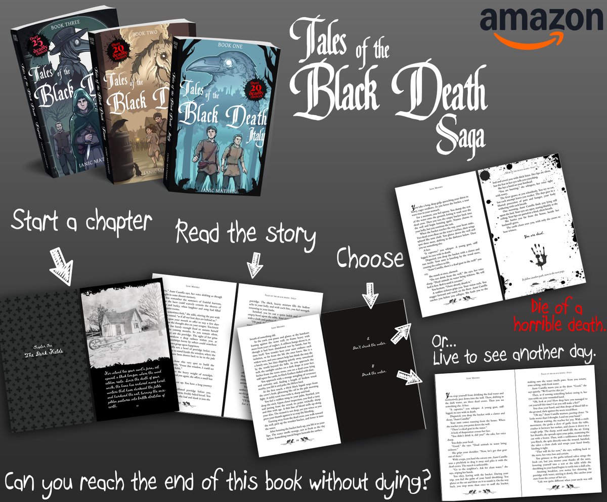 Dive into my saga, Tales of the Black Death, and try to survive until the final page without succumbing to a gruesome end.

Blurbs + amazon links below.

ianicmathieu.com/talesoftheblac…