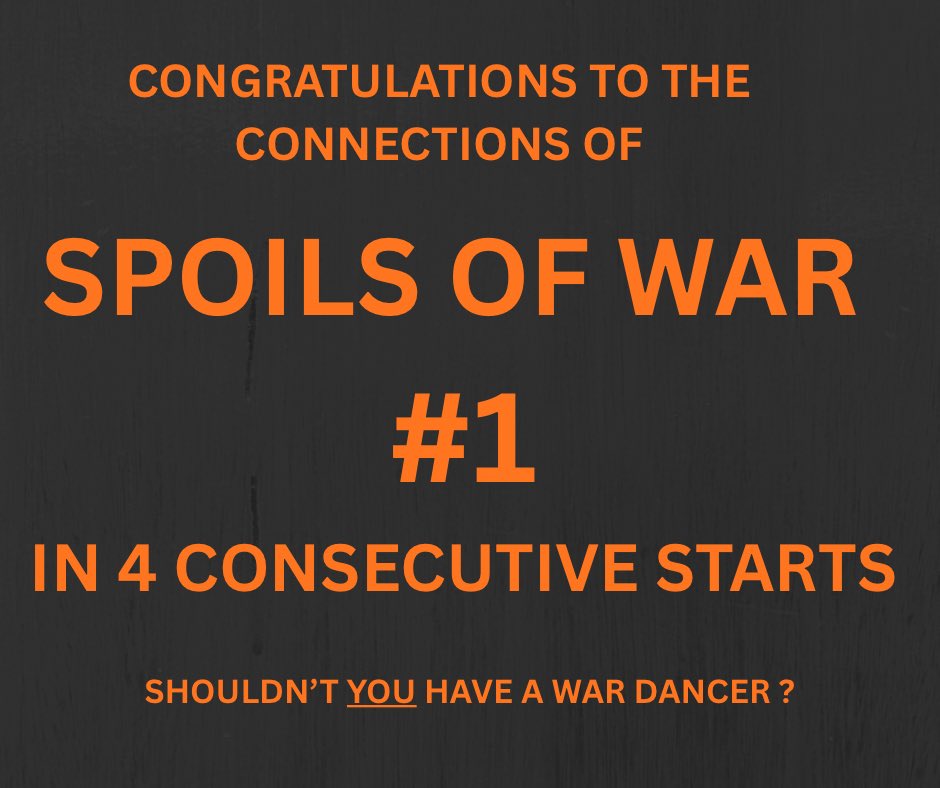 This 5 year old daughter of WAR DANCER loves to run on the turf and synthetic. Be ready for the new Belmont Park all-weather surface - Breed your mare to:
WAR DANCER. SIRE ON FIRE 🔥 

CALL 518.444.4015