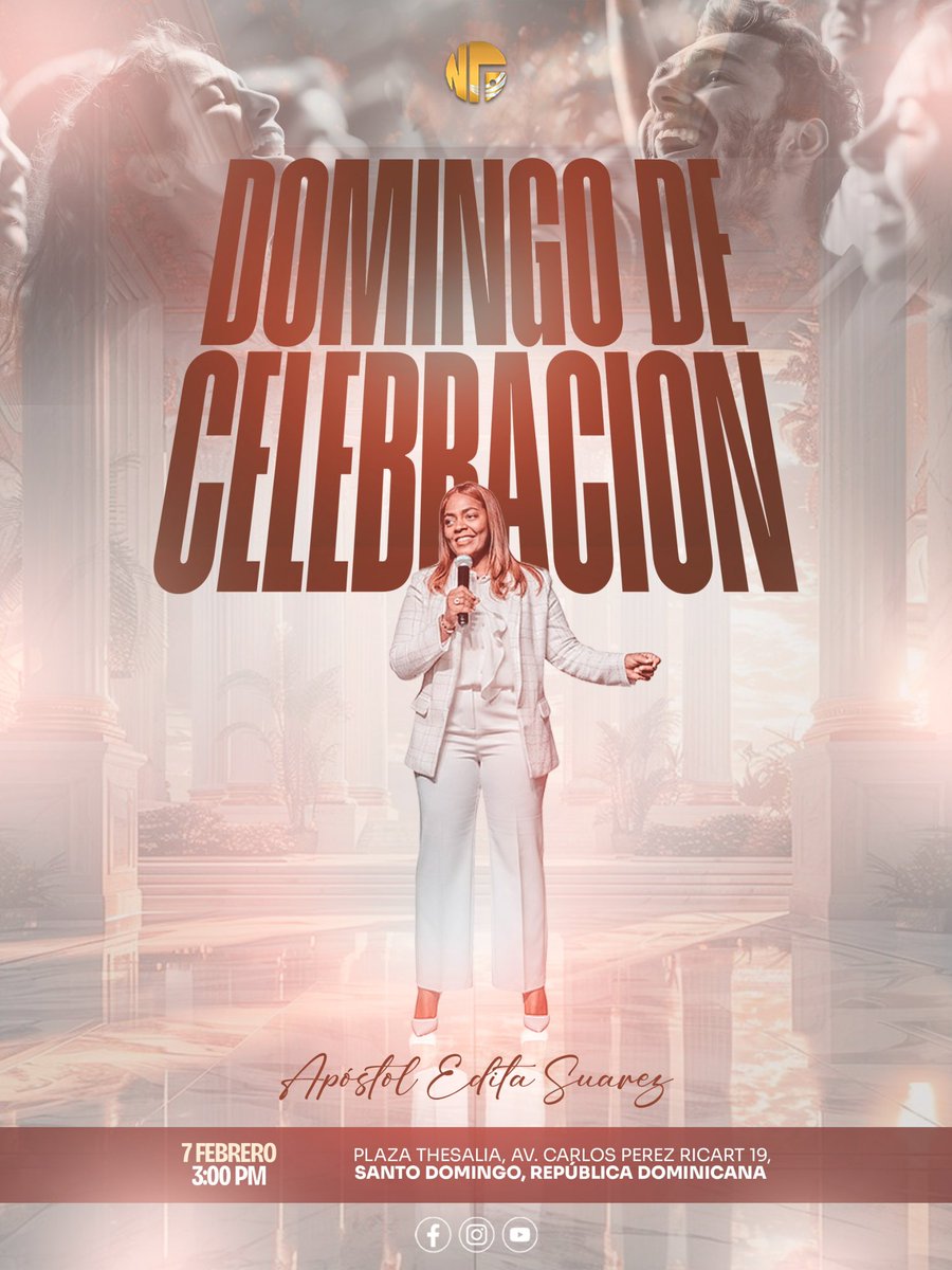 EditaSuarez's tweet photo. ¡Domingo de Celebración ! ✨🔥
Hoy estaré ministrando en mi casa NDFRD 🙌🏾
🕒 Te esperamos a las 3:00 p.m. en Plaza Thesalia. https://t.co/080Nc3tXvp