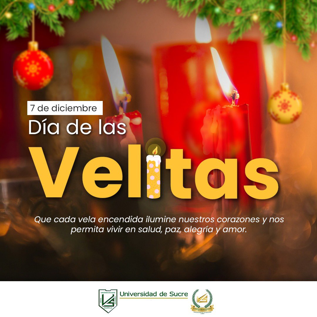 Unisucre's tweet image. 🟢⚪️En Unisucre celebramos el Día de las Velitas🕯️✨

Hoy encendemos la luz que une a las familias, llena los corazones de esperanza y nos recuerda que la Navidad es compartir, agradecer y creer en un futuro lleno de paz.

Que cada vela ilumine el camino de nuestra comunidad💚🤍