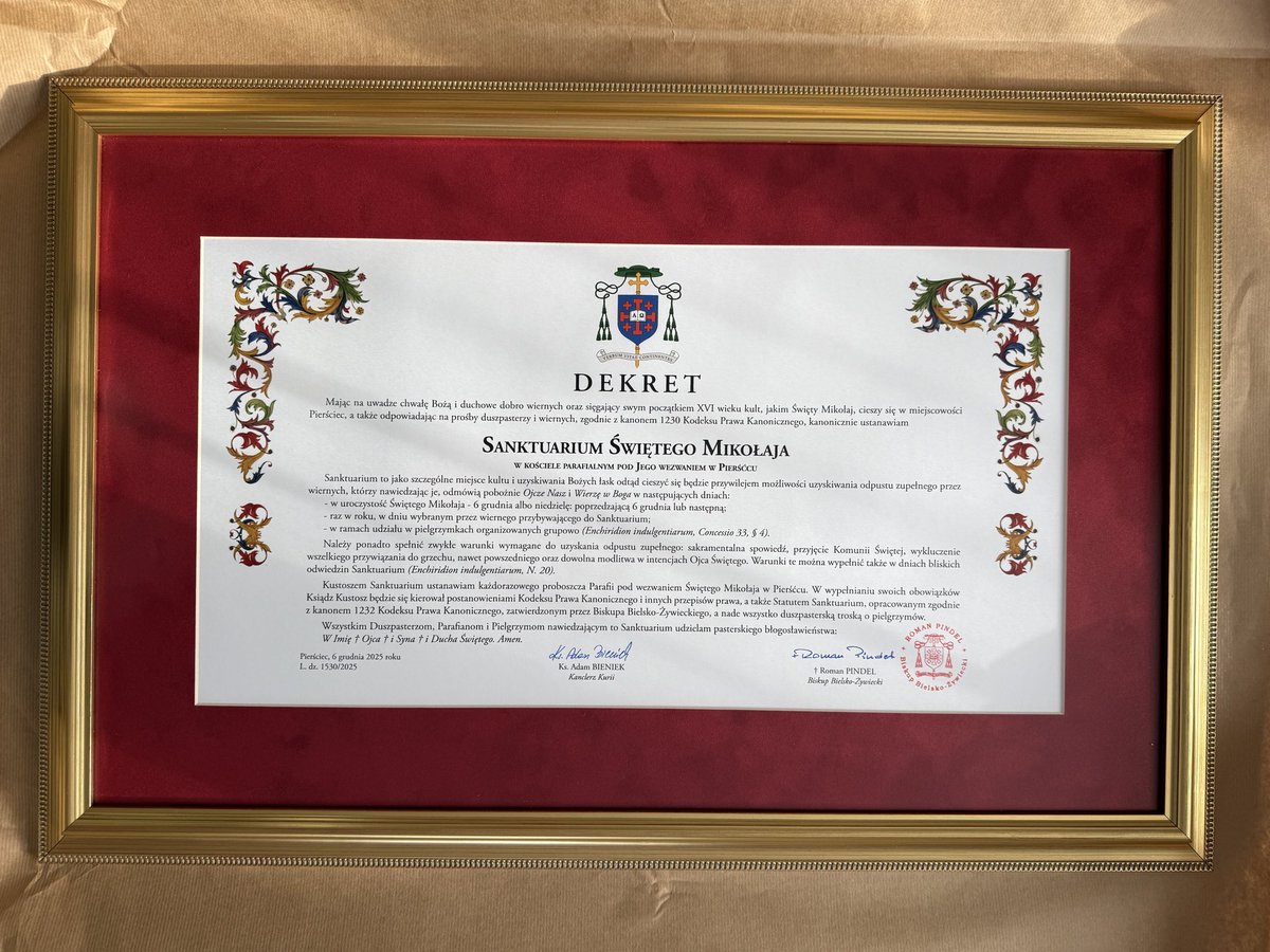 Jedyne w Polsce Sanktuarium św. Mikołaja - wraz z dekretem dla sanktuarium - otrzymało przywileje wynikające z Prawa Kanonicznego. Od 1983 roku prawo kościelne przewiduje nadawanie dekretów dla czcigodnych sanktuariów -  które do tej pory nie miały takiego dekretu. <a href="/DEON_PL/">DEON.PL</a>