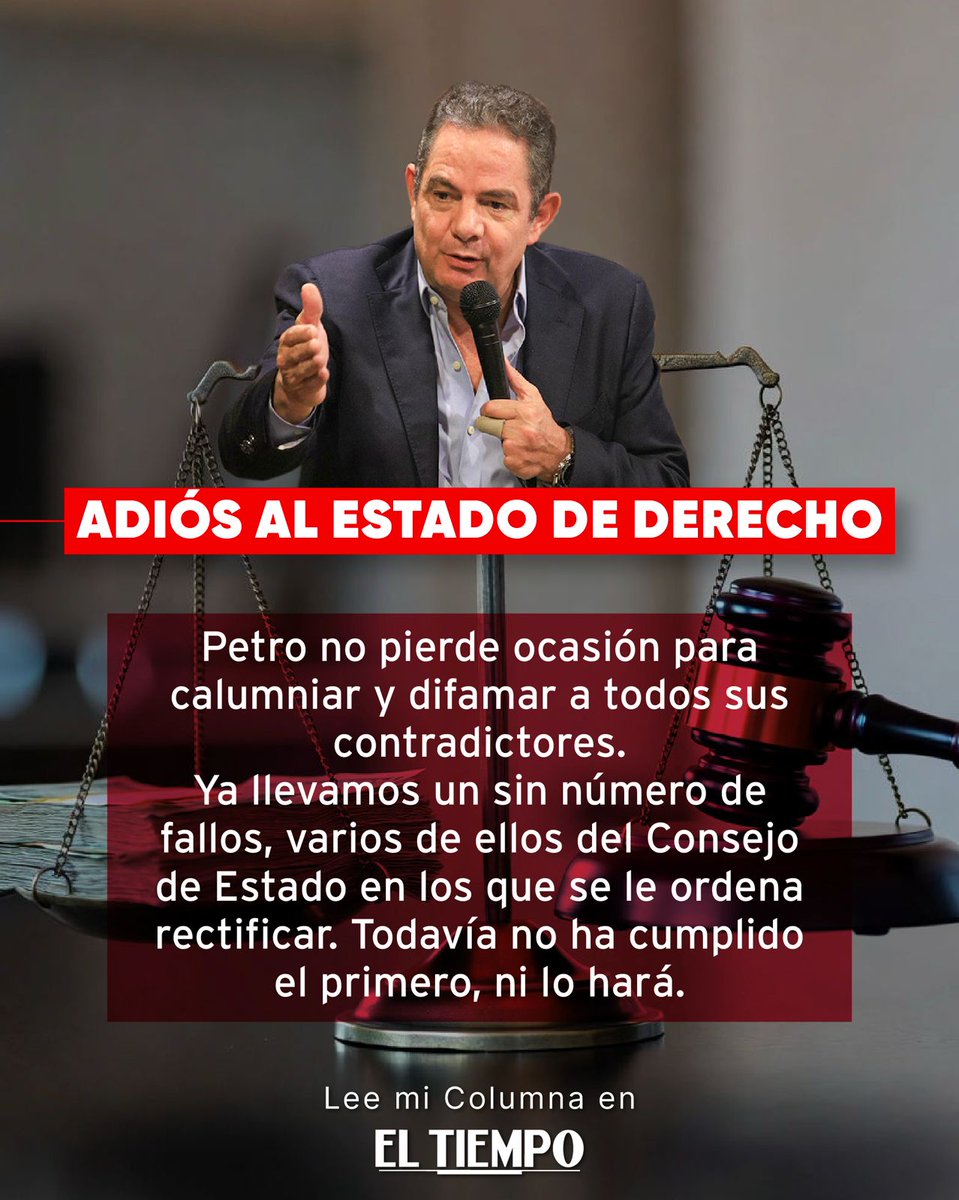 Adiós al Estado de derecho

Los escándalos que día a día marcan el paso de este nefasto gobierno no pueden hacernos perder de vista la decisión inequívoca del señor Petro de atropellar el Estado de derecho, la justicia y sus instituciones. Ya nadie se sorprende de que el señor
