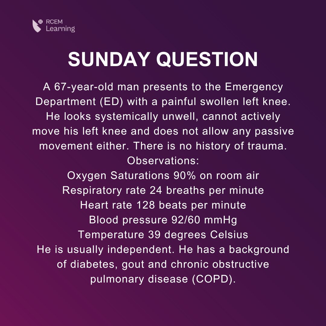 RCEMLearning's tweet image. First #SundayQuestion of December! 

Which of the following options is the most likely diagnosis?