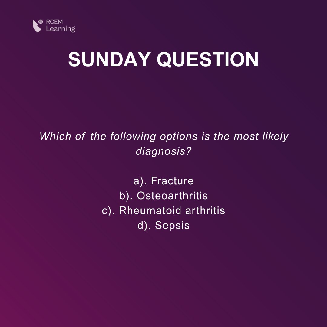 RCEMLearning's tweet image. First #SundayQuestion of December! 

Which of the following options is the most likely diagnosis?