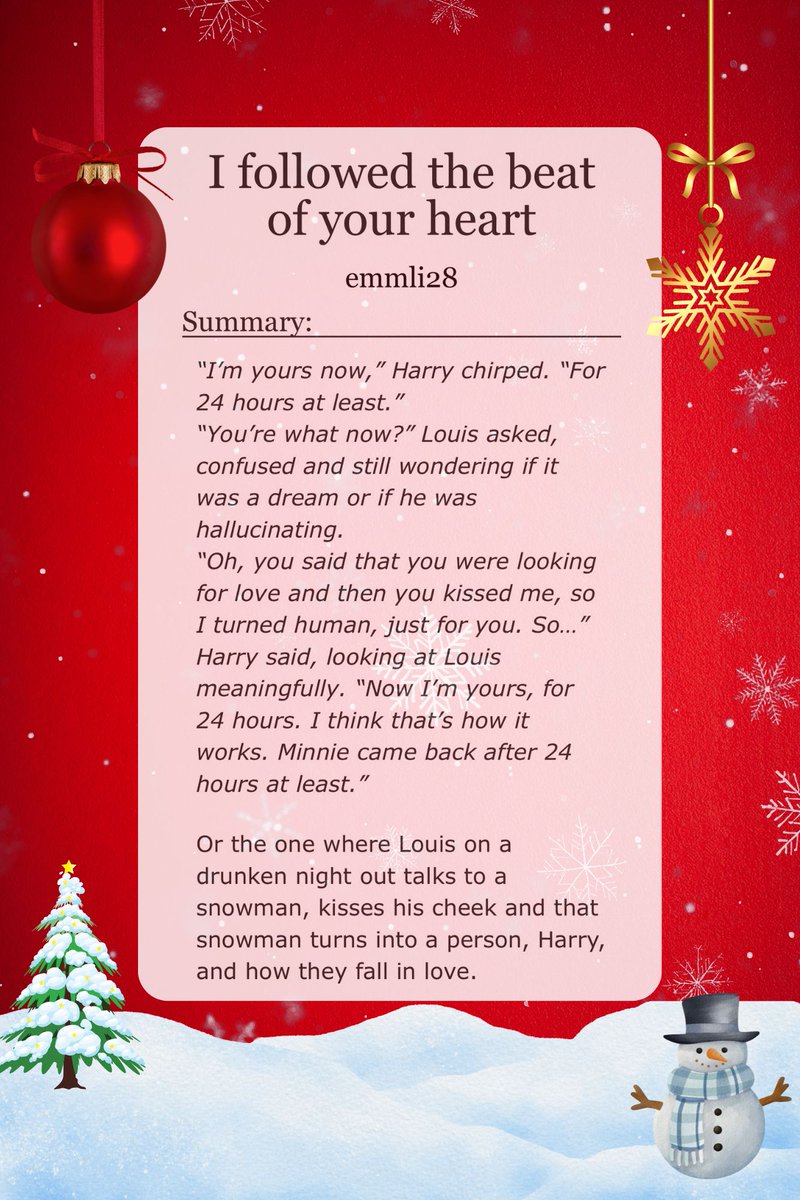 emmli28's tweet image. I followed the beat of your heart 
For @1dholidayff  | 22k | E

OUT NOW!
archiveofourown.org/works/73978521…