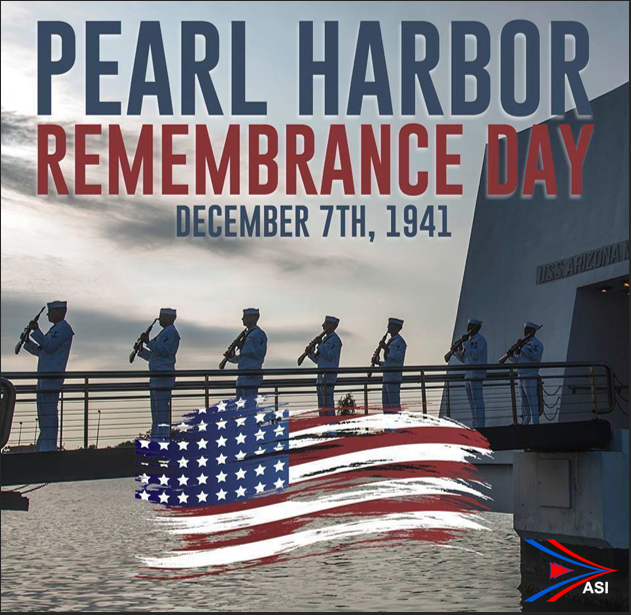 TeamASI_Inc's tweet photo. Today we honor the heroes of Pearl Harbor, their sacrifice and resilience remain a timeless reminder of our nation’s strength.

#PearlHarborRemembranceDay #HonorAndRemember https://t.co/cIC36eLLX2