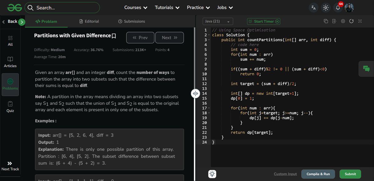 amanhaidry's tweet image. 🗓️Day-137/365 | #365DaysOfCode 💻| @geeksforgeeks

#DynamicProgramming in #DSA
✅Problem: Partition with given difference
✅Problem: Partition equal subset sum

#nationskillup #365DaysOfDSA #geeksforgeeks #gfg #365DaysOfcoding #java #DataStructuresAndAlgorithms