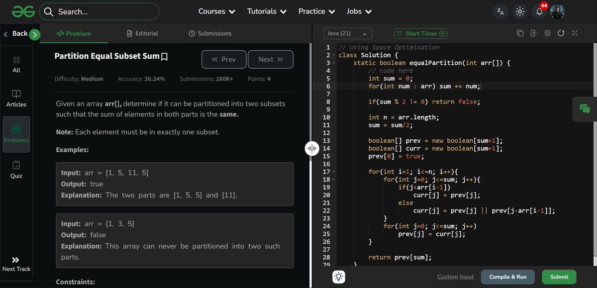 amanhaidry's tweet image. 🗓️Day-137/365 | #365DaysOfCode 💻| @geeksforgeeks

#DynamicProgramming in #DSA
✅Problem: Partition with given difference
✅Problem: Partition equal subset sum

#nationskillup #365DaysOfDSA #geeksforgeeks #gfg #365DaysOfcoding #java #DataStructuresAndAlgorithms