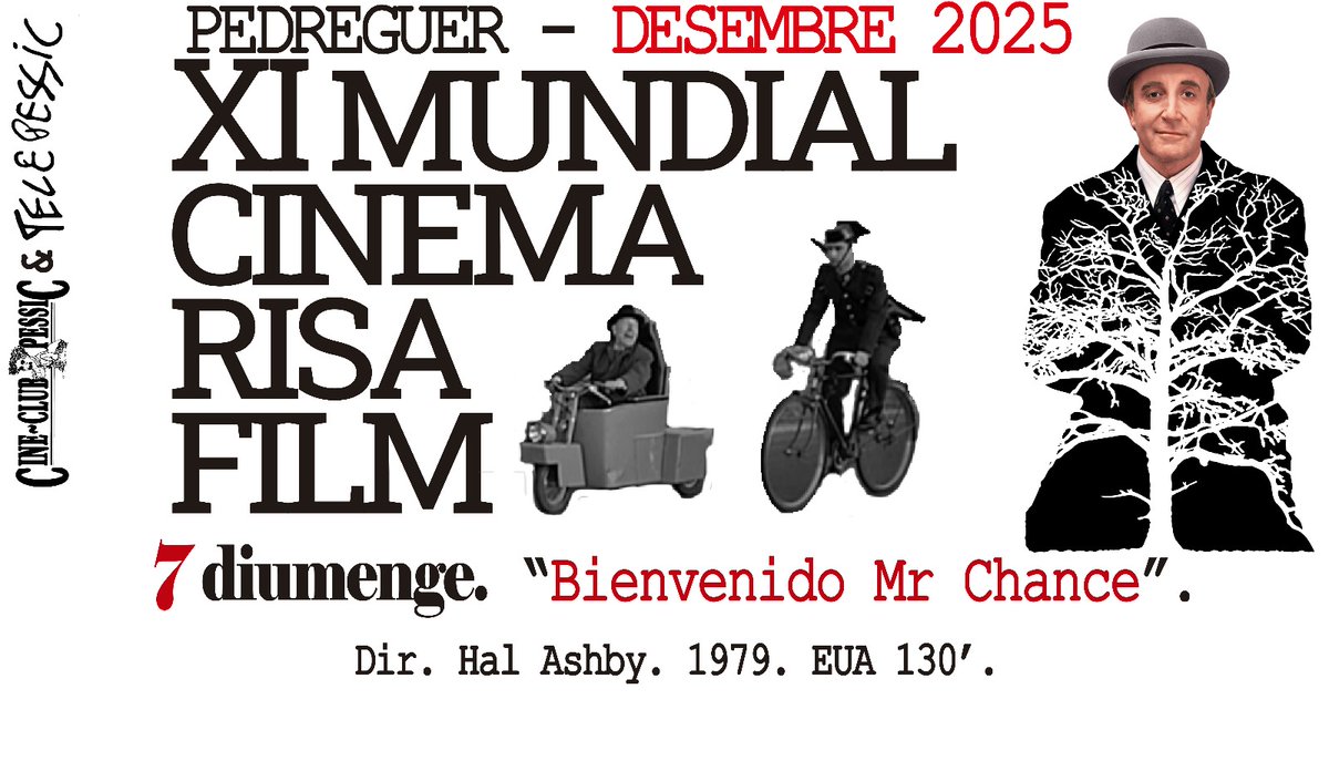 MundialCinemaP's tweet photo. La nostra proposta per hui per continuar amb els riures es la meravellosa comèdia "Bienvenido Mr Chance" amb Peter Sellers i Shirley MacLaine sobre com un home analfabet escala en la política sense saber ben bé com.
Vos esperem a les 19h a La Pista Espai Cultural de Pedreguer. https://t.co/nqD7yD548U
