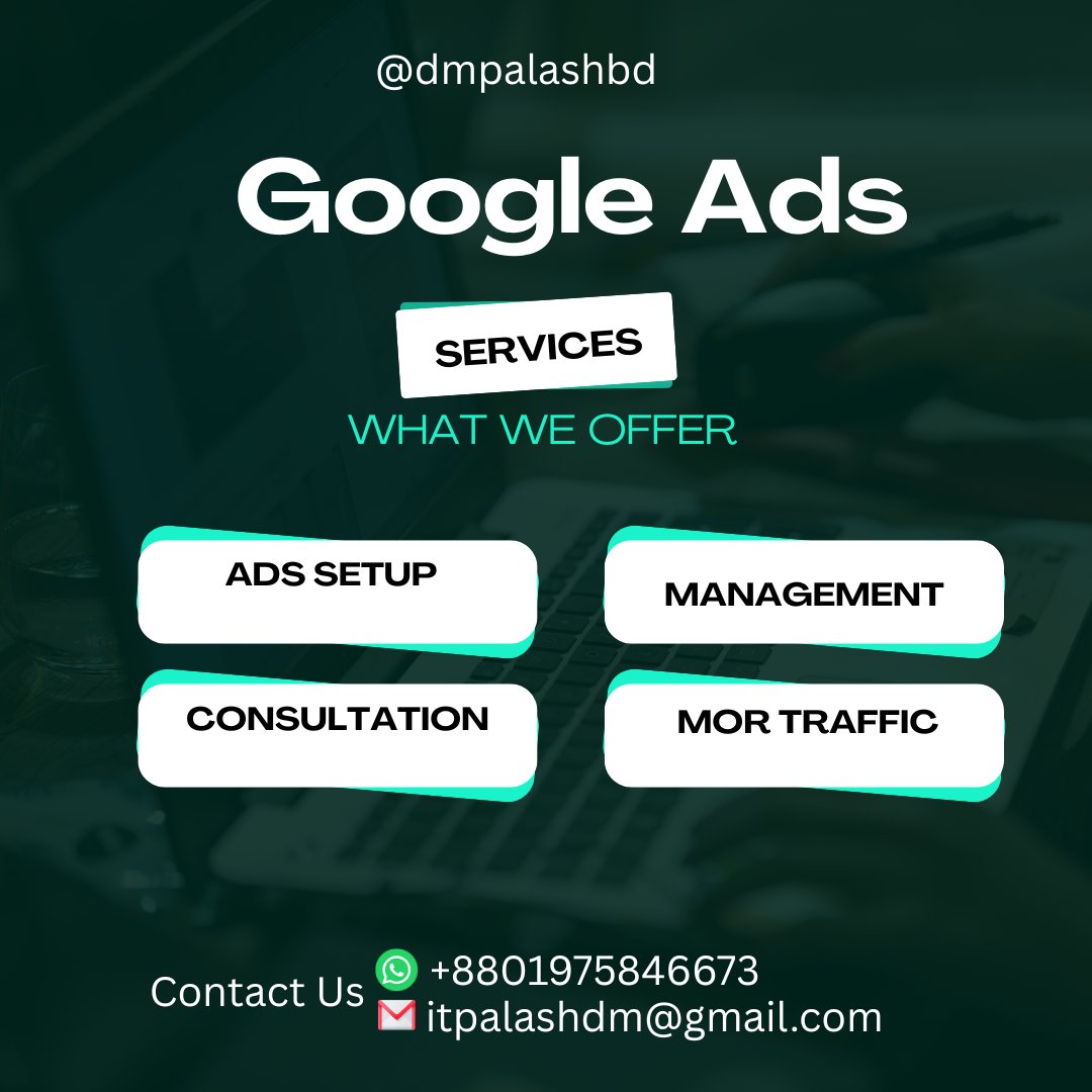 dmpalashbd's tweet image. 🚀 Google Ads Expert Service!

✔ Conversion-Focused Setup
✔ 100% Professional Ads Management

👉 DM Now for Google Ads Service!

#googleads #viralshot #viralpost