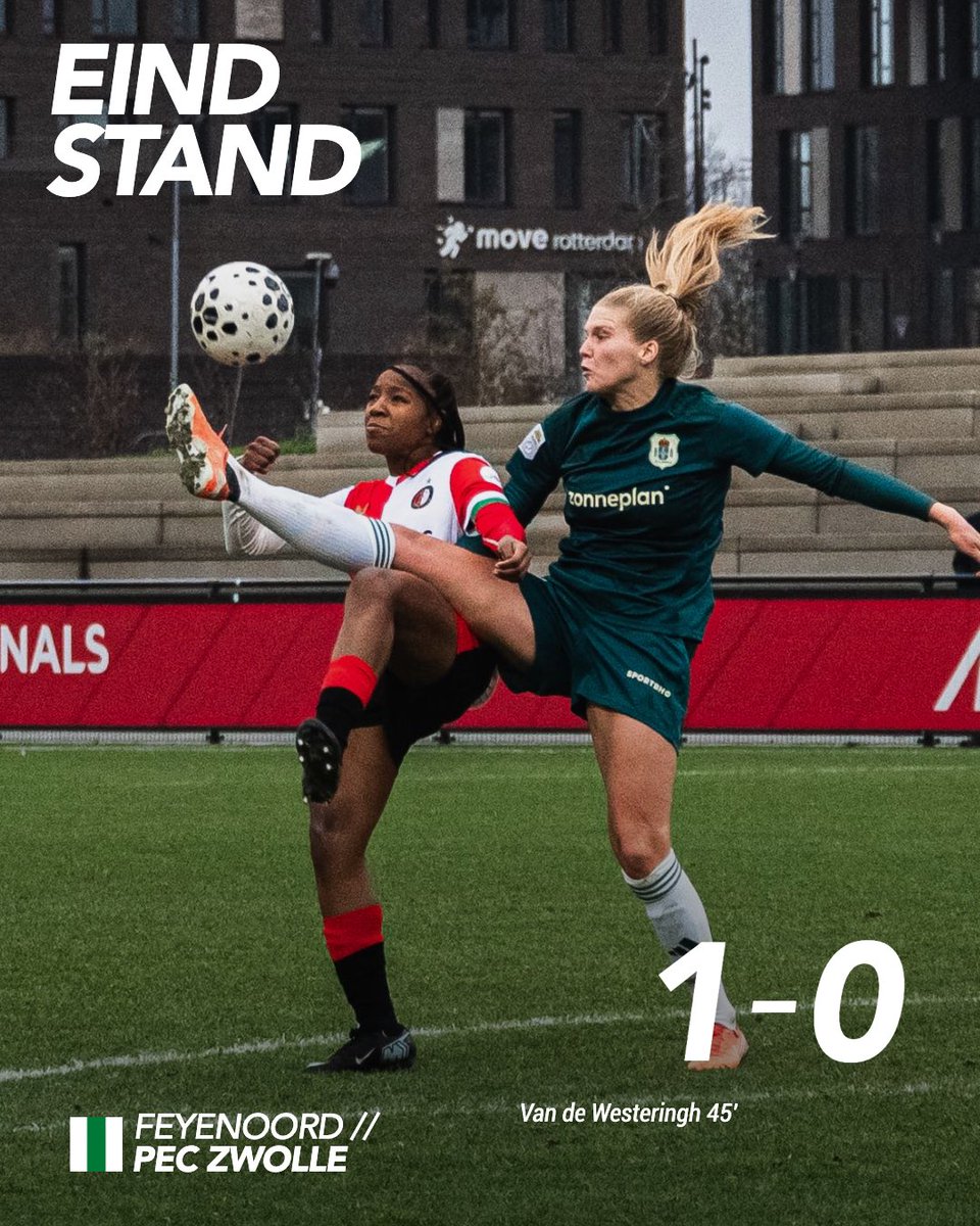 AFGELOPEN | PEC Zwolle verliest na een verhitte slotfase met 1-0 van Feyenoord.

#peczwollevrouwen