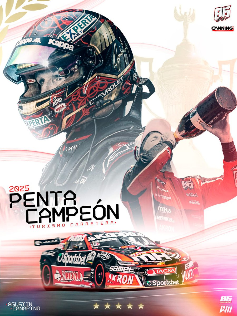 🏆 CON USTEDES EL PENTACAMPEON DEL #TC !!

🥇  <a href="/AgustinCanapino/">Agustín Canapino 🇦🇷</a> 🥇