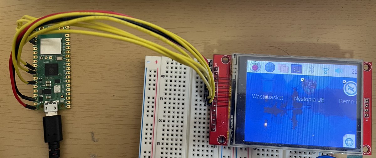 kazueda's tweet image. Raspberry pi pico w用のArduinoVNCの動作に成功しました。サーバーはRaspberry pi 4上で動いています。ふー。#raspberrypipicow #Vnc
