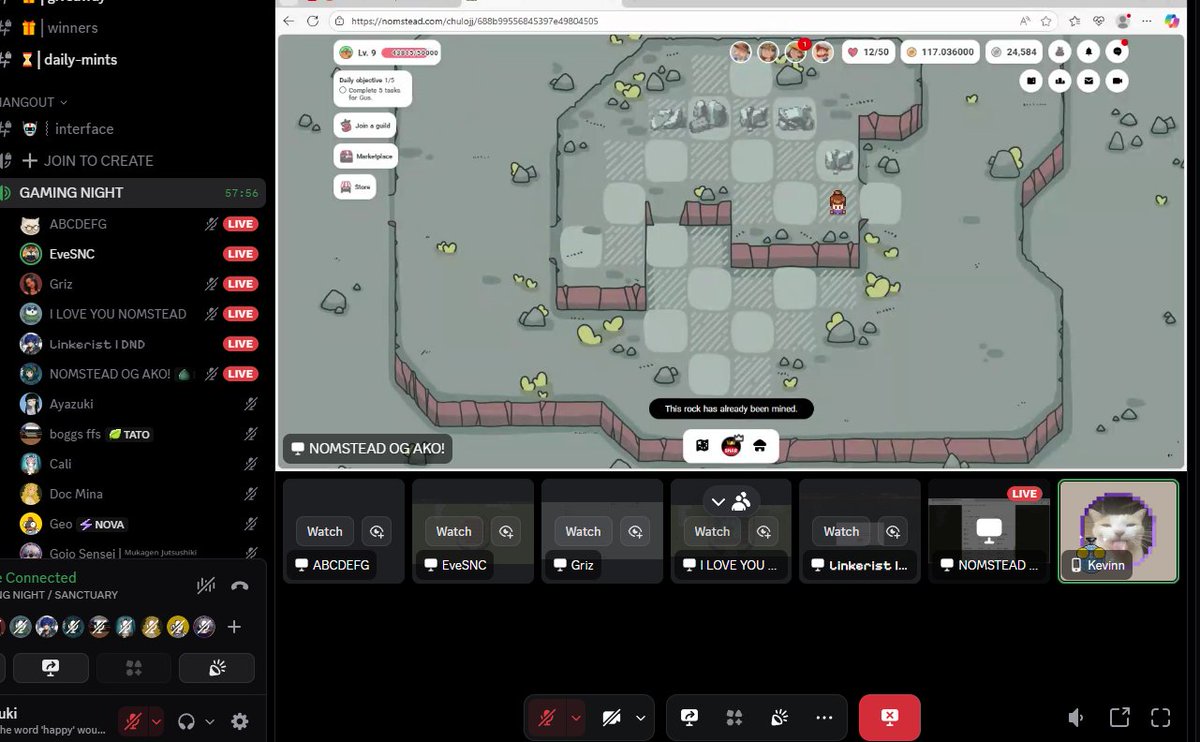 Gamenight Live right now!
at <a href="/Sanctuary_Den/">Sanctuary</a> <a href="/NomSteadGame/">NomStead</a>