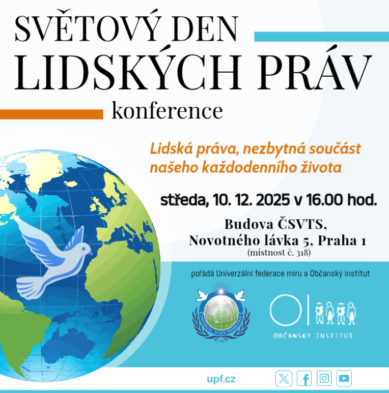 UPFcz's tweet photo. V turbulentní době, plné nejistoty a odcizení, je téma lidských práv nanejvýš aktuální a nezbytné pro náš každodenní život. Připomeneme si Den lidských práv a zaměříme se na jejich hodnotu a současnou situaci.
🗓️středa 10.12.2025 od 16.00
🚩Budova ČSVTS, Novotného lávka 5, Praha https://t.co/beTpuye1kI