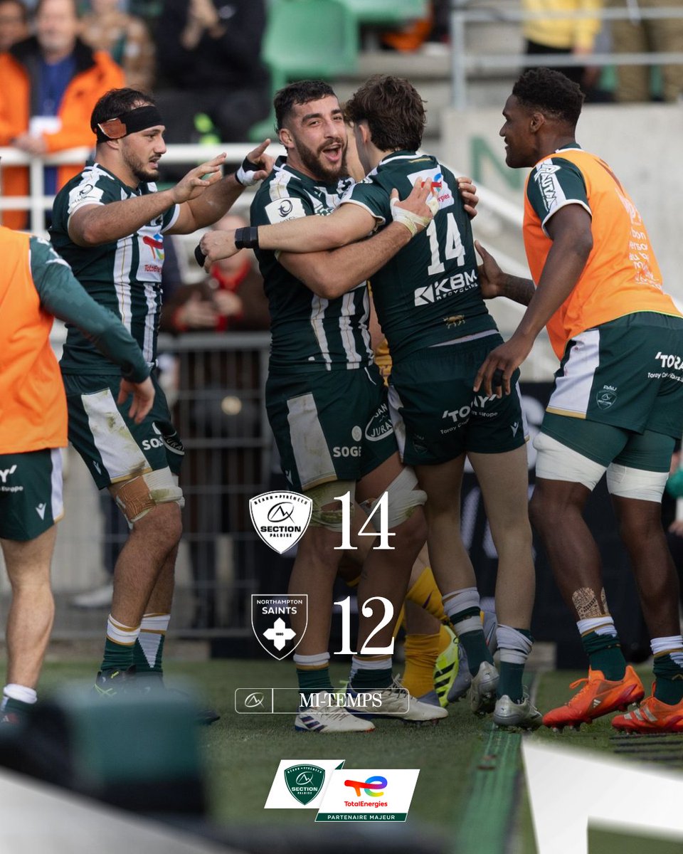 ⏸️ Gros combat au Hameau, nos Béarnais sont en tête de 2 petits points à la pause !

#InvestecChampionsCup #HonhaSection