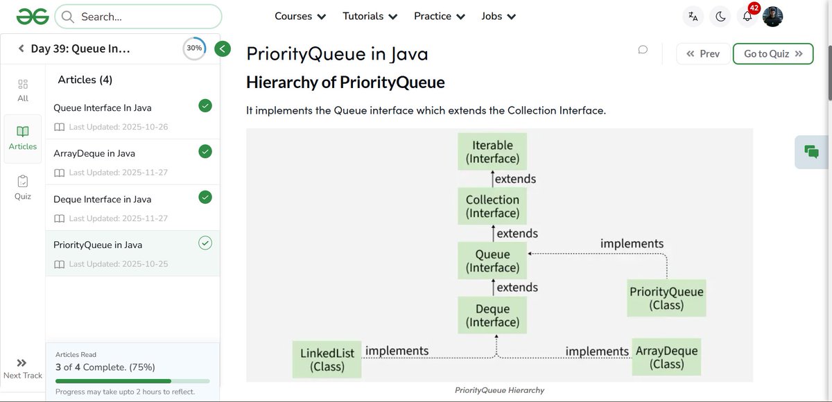 amanhaidry's tweet image. #Java from @geeksforgeeks 🚀
✅Queue Interface
✅ArrayDeque
✅Deque Interface
✅PriorityQueue

#365DaysOfCode #JavaDev #GeeksforGeeks #gfg #nationskillup #skillupwithgfg #365DaysOfCoding