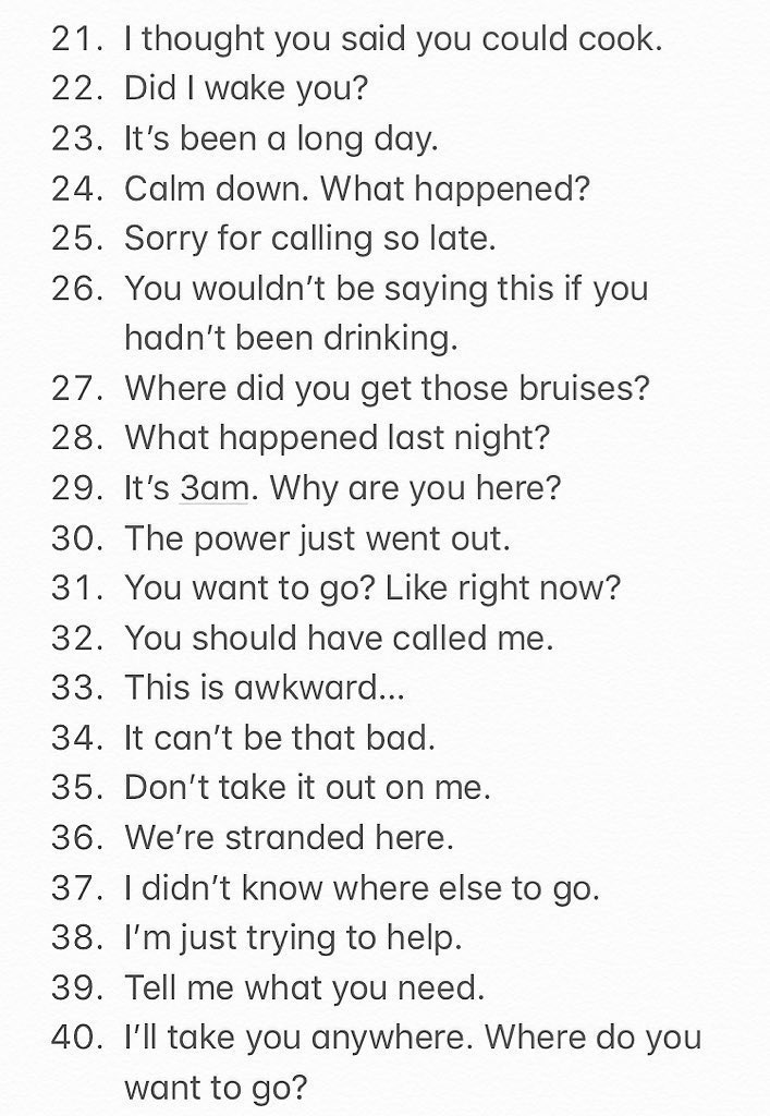 ⠀     . . .  ━──┈  one liner starters: 

      ♡ for a random one liner starter. 

     ✎ comment/quote with a number.