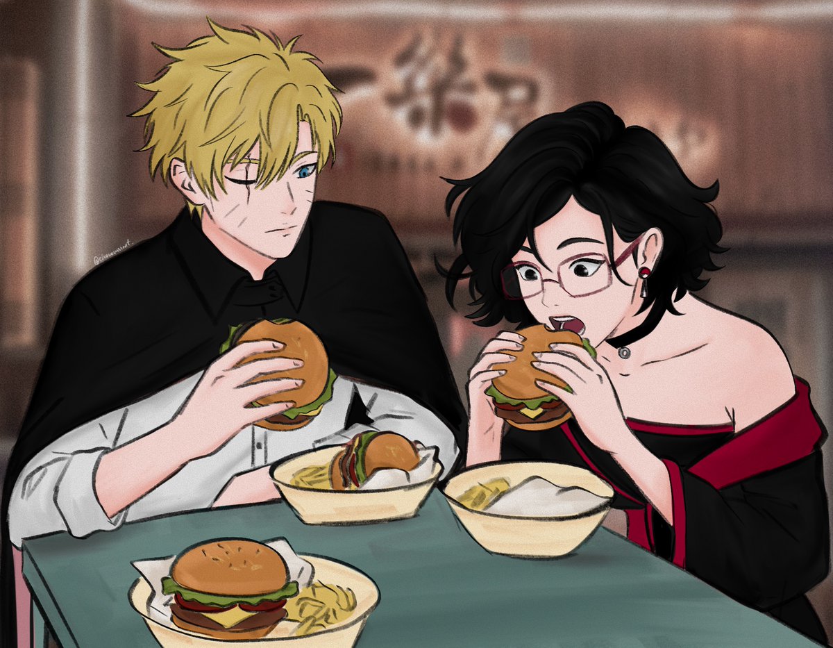 Boruto and Sarada’s little burger date…🍔✨
Happy Sunday  😘
.