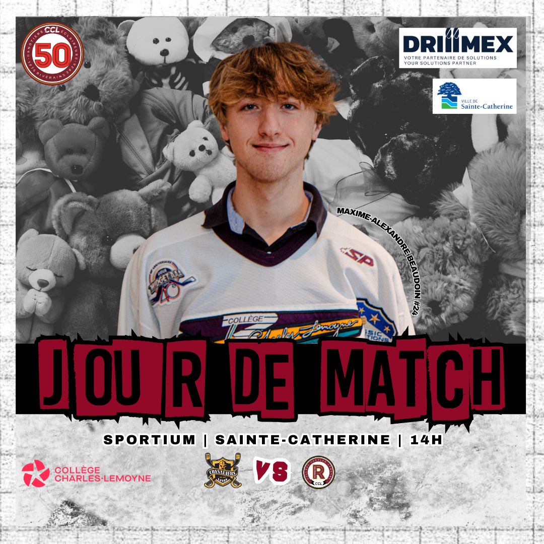 JOUR DE MATCH | 🏒

Les Riverains reçoivent les <a href="/Chevaliersaaa/">Chevaliers de Lévis</a> à 14h au Sportium dans le cadre du Match toutous et mascottes! 

🎟️: lepointdevente.com/billets/03i251…

Go Rivs Go! 💪 

#attaquerladversité #gorivsgo