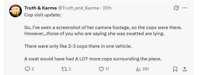 Stop twisting it. Deets has the REAL photo. She saw SEVERAL unmarked SUVs and people in tactical gear.