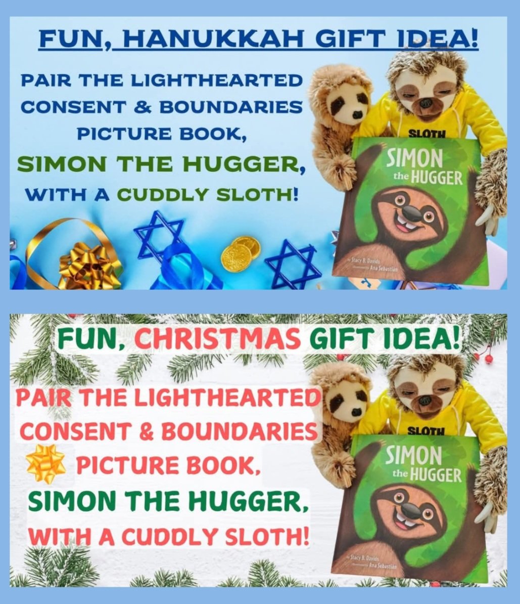 StacyBDavids's tweet photo. Need #gift ideas for kids? 🦥 🐆 Consider my picture book, SIMON THE HUGGER, featuring a lovable, huggable sloth! Illus by Ana Sebastian! #Hanukkah #Christmas #kidlit https://t.co/7i3NkOdNXa