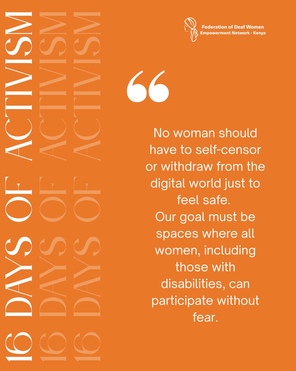 FedwenKenya's tweet photo. Our goal must be an online space where all women, including #womenwithdisabilities, can participate without fear. 

#16daysofActivism #NoExcuses https://t.co/so2xTJwaAI