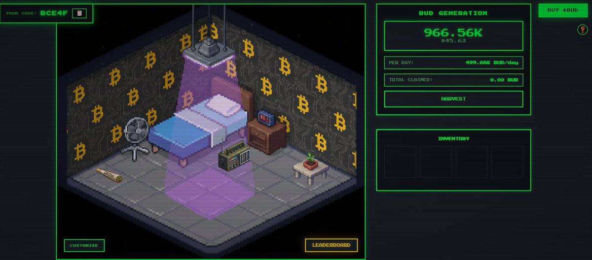 DegenCapitalLLC's tweet image. The @PlayGrowDotFun site is finally live again.

Smallest weed plant costs 2M tokens and gives out 500k $Bud tokens a day. 

So you make 2M tokens every 4 days. 

With that you can buy another plant or you have your investment back.

Cej3MndL5oaYVZhTwKJ4xKj2c2zusPkNFXZM62dqpump