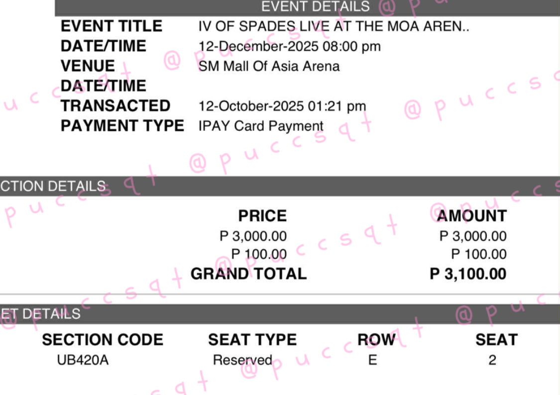 wtbmshky's tweet photo. ꒰ wts lfb ph ꒱ help rt ⋆౨ৎ˚⟡˖ ࣪

IV OF SPADES LIVE AT THE MOA ARENA DAY 1
(1) UB Regular 
  ⤷ ₱2,600, less ₱500 na pooo

⟡ section 420A, row E, seat 2
rfs: conflict sched

⌗ ivos badjao zild blaster unique https://t.co/MgRkzbOZmm