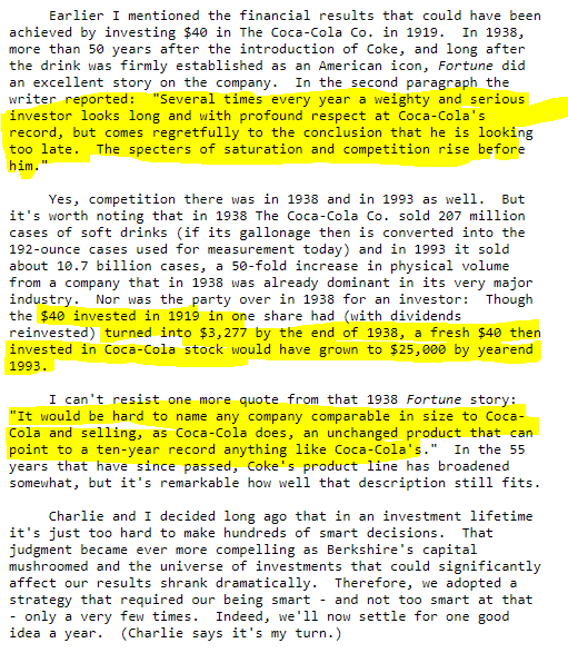 DividendGrowth's tweet image. In 1938, an article at Fortune Magazine implied that it may be too late to invest in Coca-Cola $KO

A fresh $40 then invested in Coca-Cola stock would have grown to $25,000 by year-end 1993, and almost $300,000 by 2025