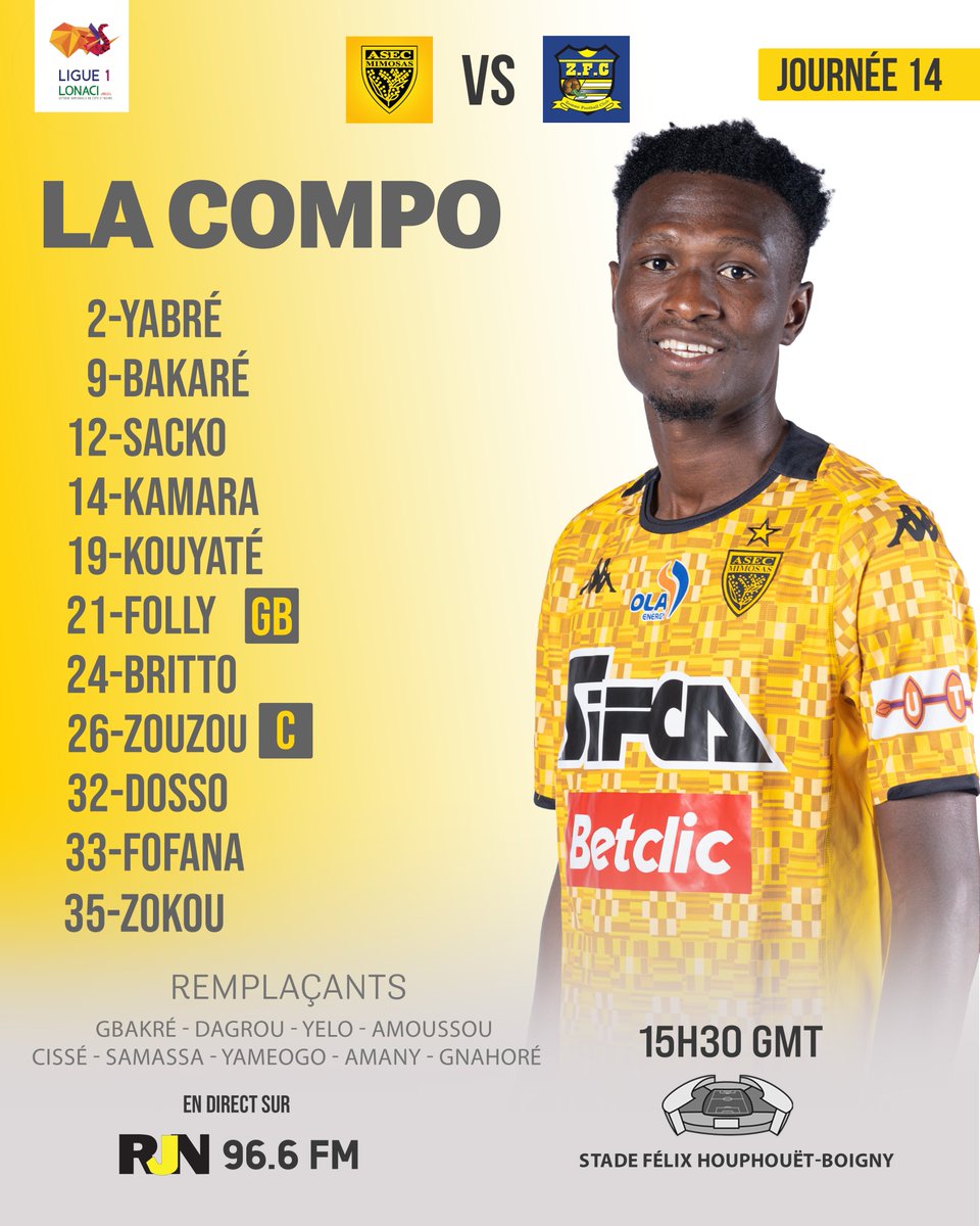 ASECMimosas's tweet image. #Actionnaires, voici notre compo.
#ASEC