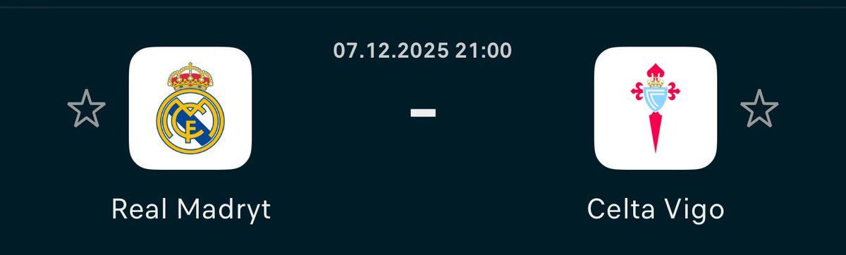 Konkurs na mecz Real Madryt - Celta Vigo! 

5 najszybszych osób zgarnie po 20 PLN za poprawne podanie dokładnego wyniku meczu. 

Trzeba obserwować profil i podać dalej 💪