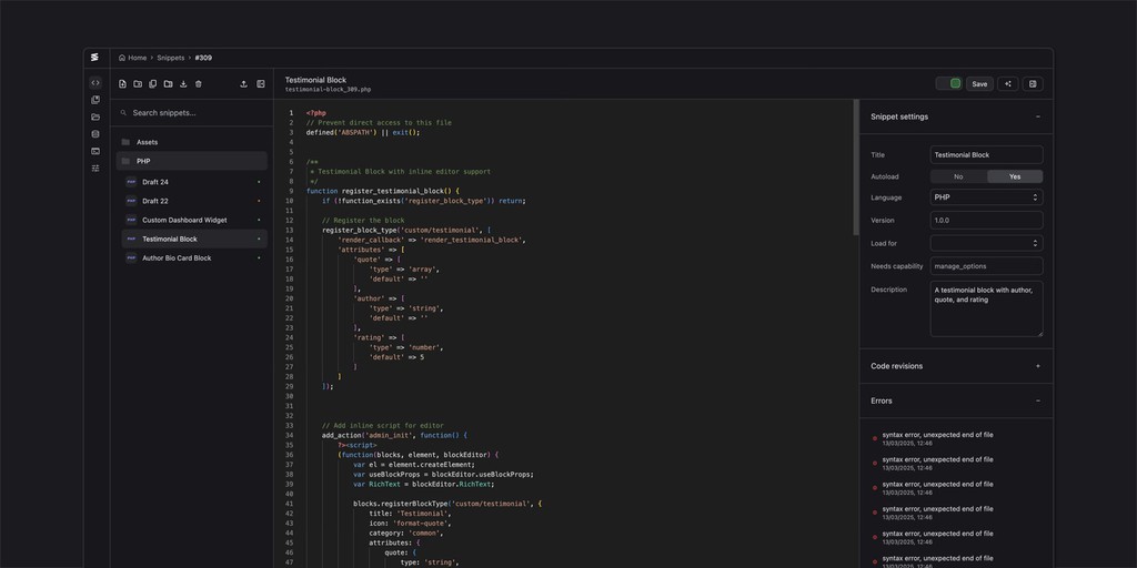 abrightclearweb's tweet image. SnipVault brings Remote Sites to #WordPress Code Snippets plugin 👉 lttr.ai/Al1rz