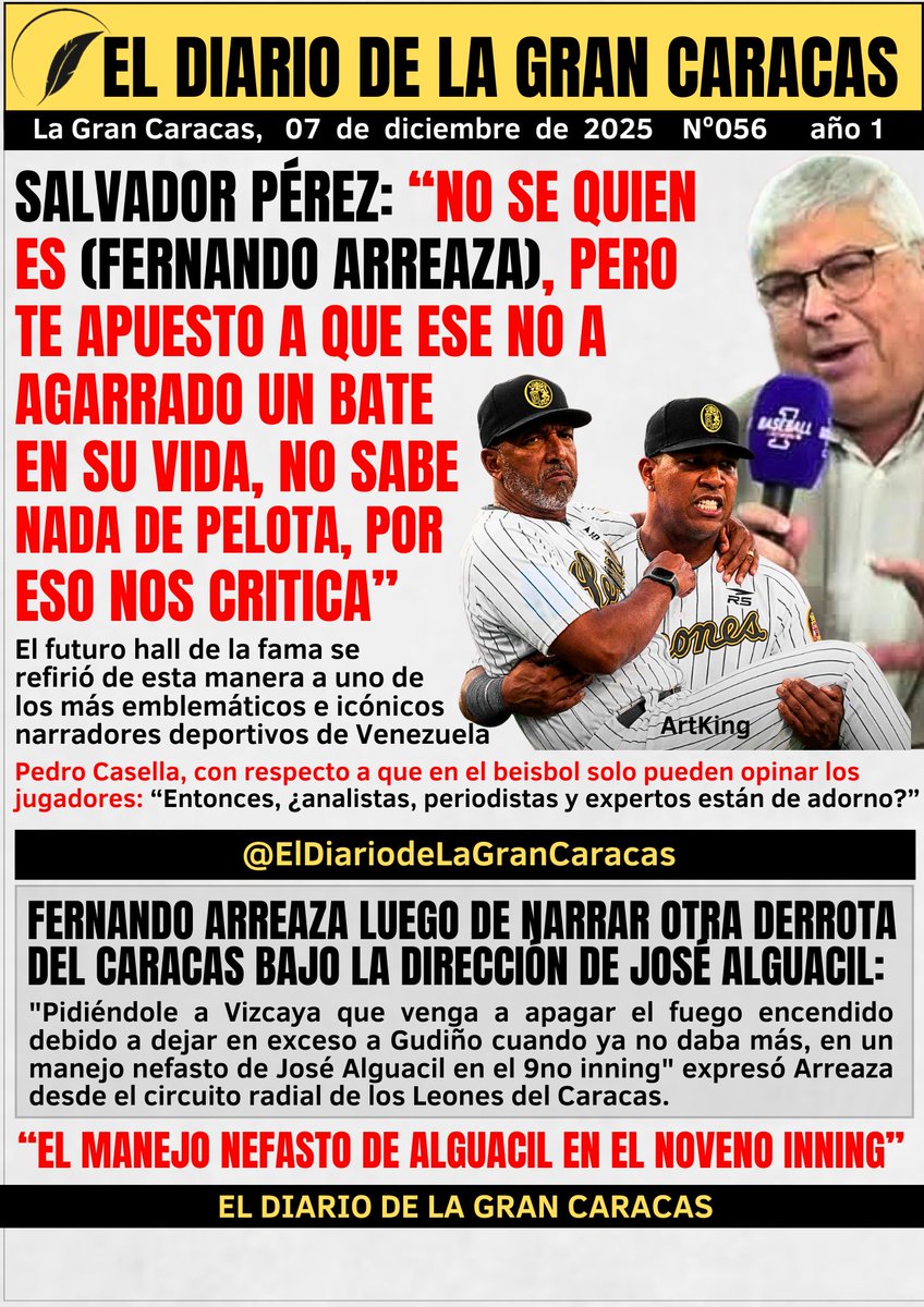 Se supone que un futuro hall de la fama de <a href="/mlbespanol/">MLB Español</a> como <a href="/SalvadorPerez15/">Salvador Perez</a> es ejemplo dentro y fuera del terreno, no esta versión egocéntrica y falta de respeto hacia la fanáticada y hacia los periodistas del “capitán” (pero de los <a href="/Royals/">Kansas City Royals</a> )

Estamos contigo <a href="/arreazaortega/">Fernando Arreaza Ortega</a> 🦁