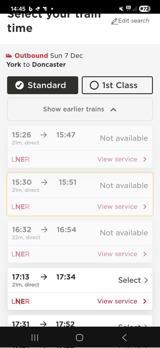 snoston's tweet photo. @LNER Tried that. Says not available.... https://t.co/ijRugBaXzw