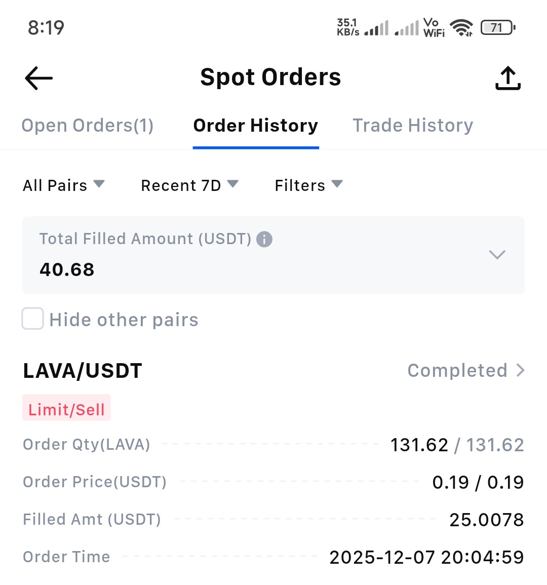 My Limit Of $LAVA Hit Successfully 

Ist Good? Or Not!