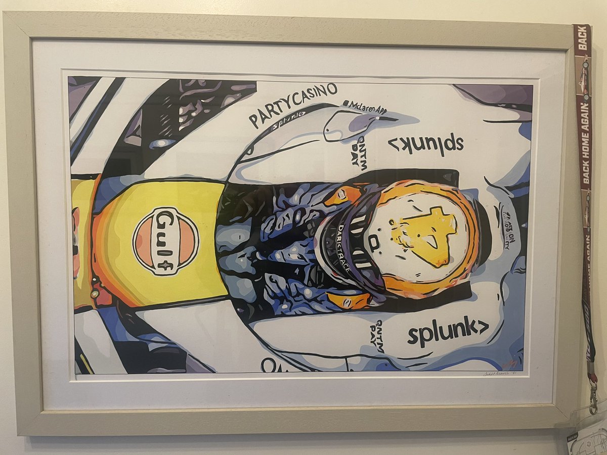 Original <a href="/Julietmarshy/">Juliet Marsh</a> painting of Lando’s first podium at Monaco… now he’s the 2025 World champion! What a day!