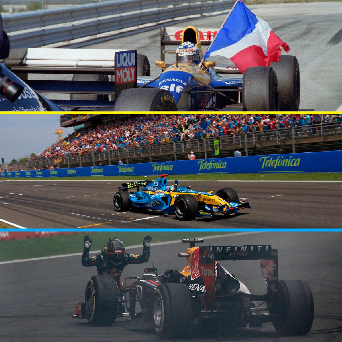 💙 El motor Renault se despide de la Fórmula 1 tras haber formado parte de la parrilla en los últimos 24 años de manera ininterrumpida:

🔹 11 Mundiales de Pilotos
🔹 12 Mundiales de Constructores
🔹 771 carreras
🔹 169 victorias
🔹 213 poles
🔹 177 vueltas rápidas
🔹 465 podios